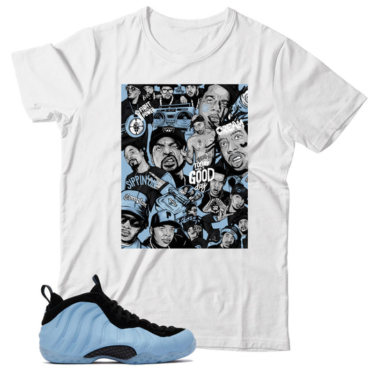 Air Foamposite Psychic Blue shirt