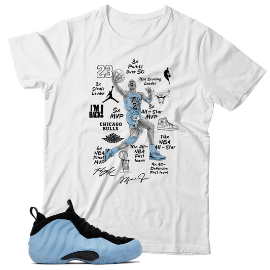 Air Foamposite Psychic Blue shirt