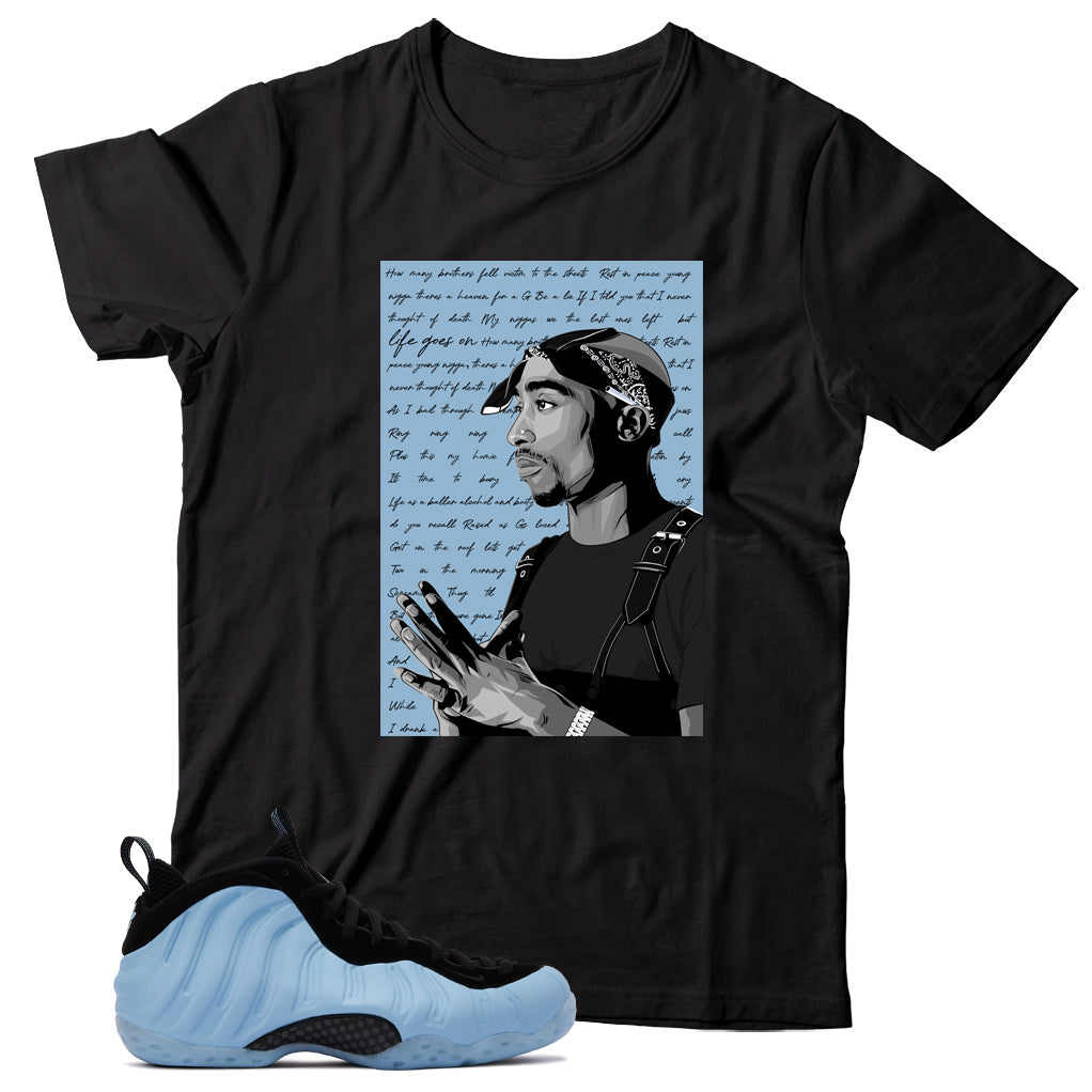 Air Foamposite Psychic Blue shirt