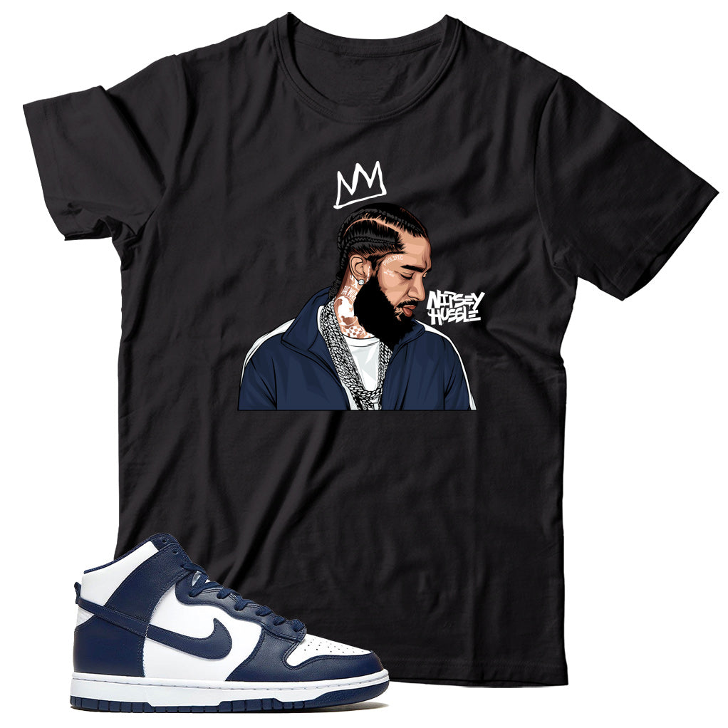 Dunk High Midnight Navy shirt