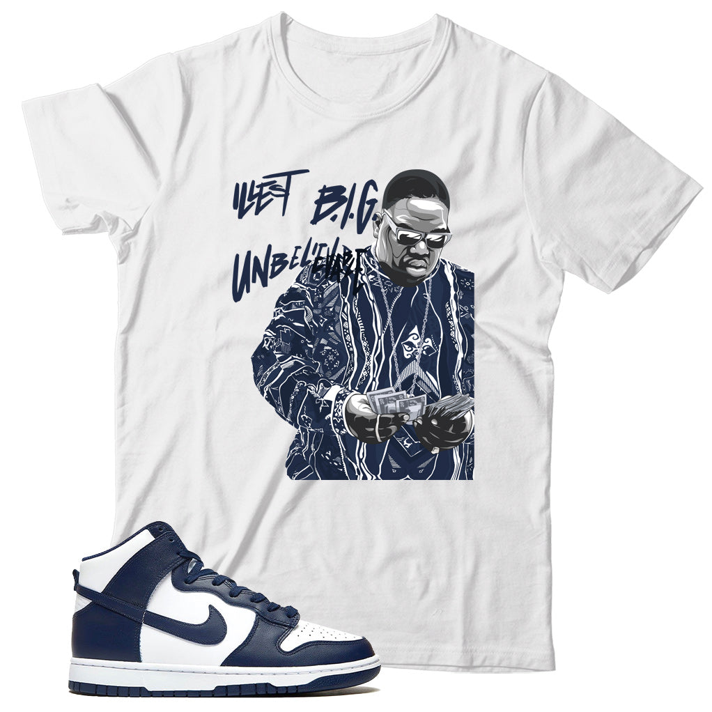 Dunk High Midnight Navy shirt