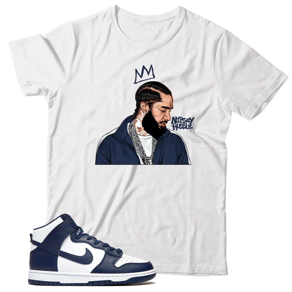 Dunk High Midnight Navy shirt