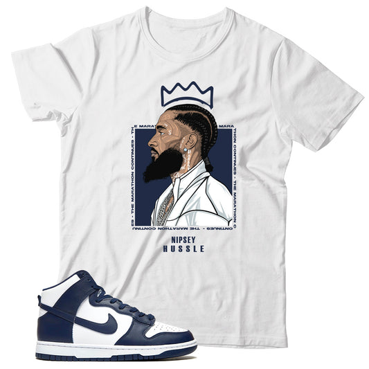 Dunk High Midnight Navy shirt