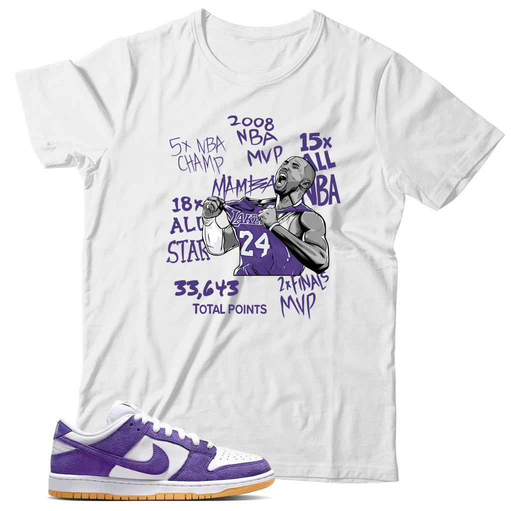 Dunk Low Court Purple gum shirt