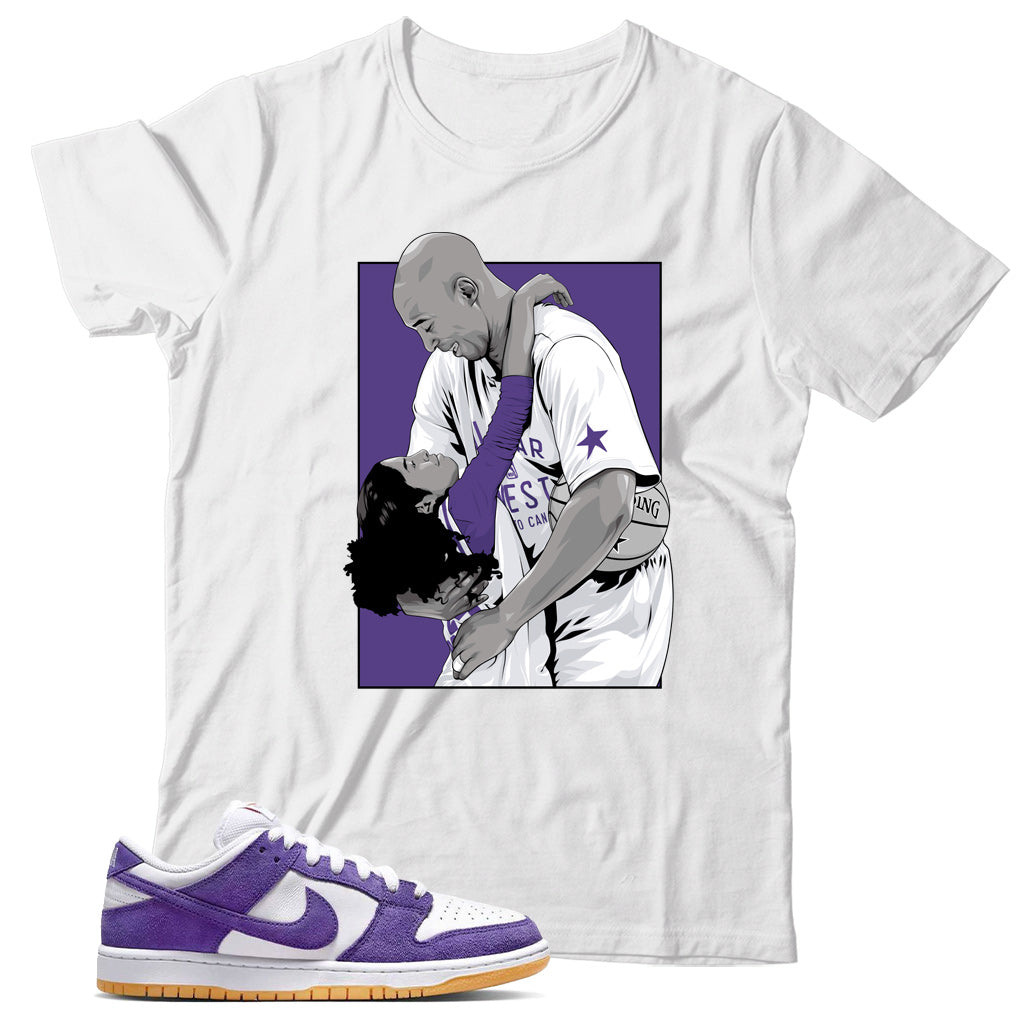 Dunk Low Court Purple gum shirt