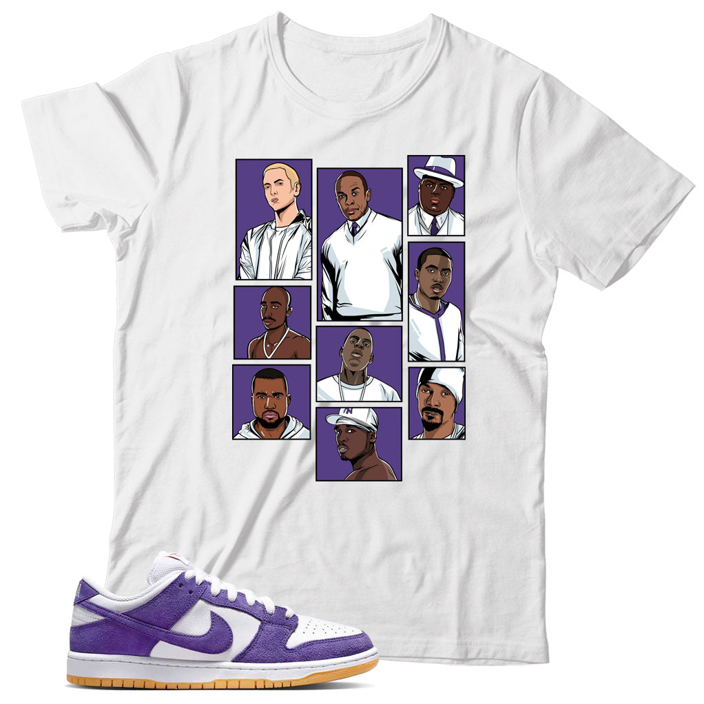 Dunk Low Court Purple gum shirt