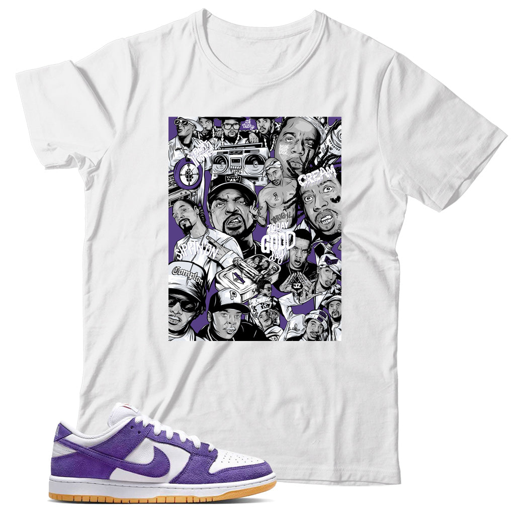 Dunk Low Court Purple gum shirt