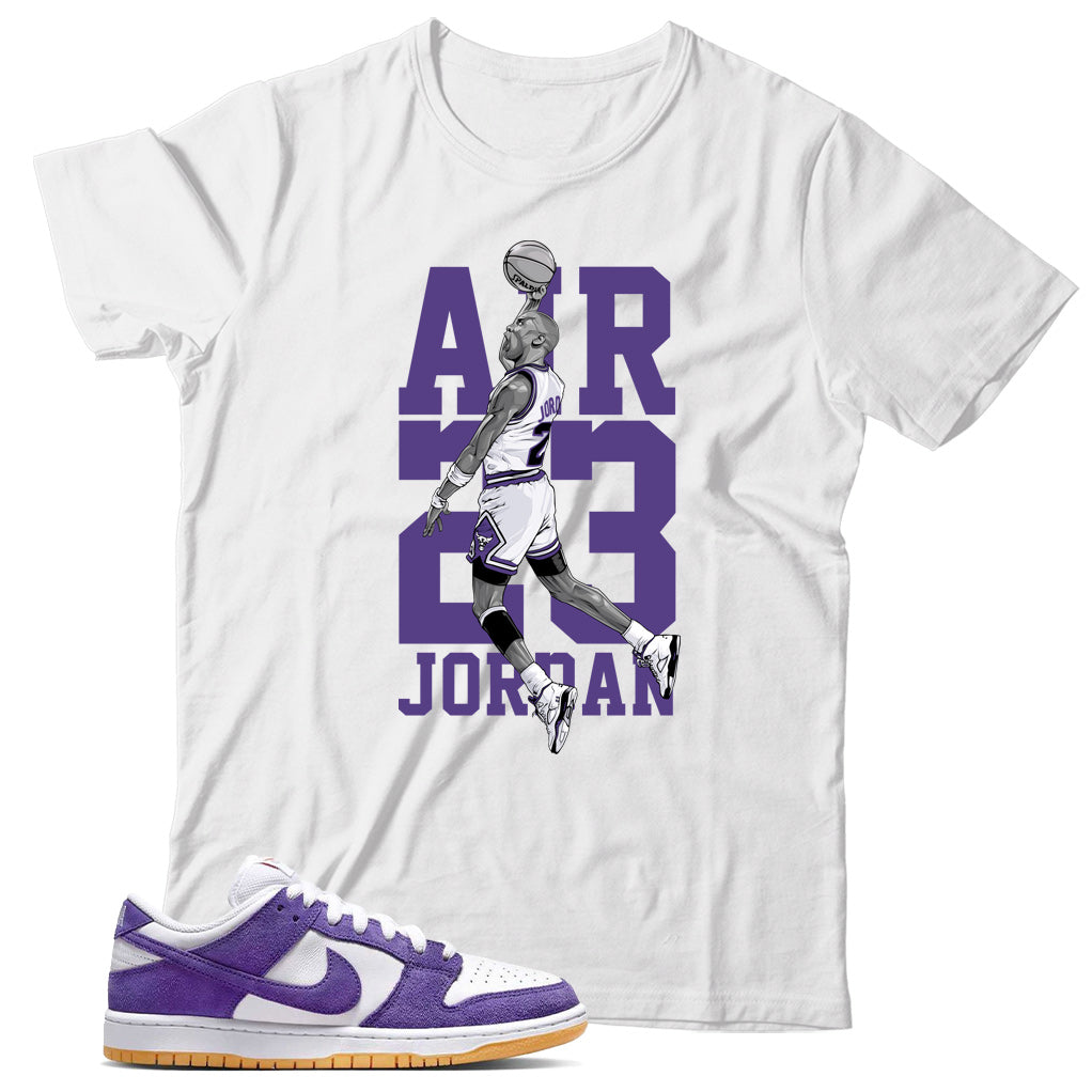 Dunk Low Court Purple gum shirt