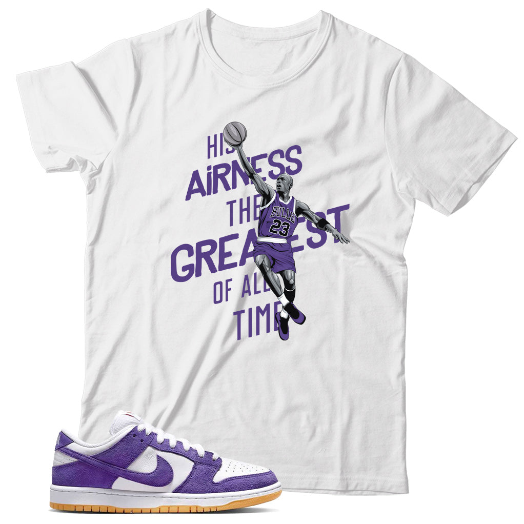 Dunk Low Court Purple gum shirt