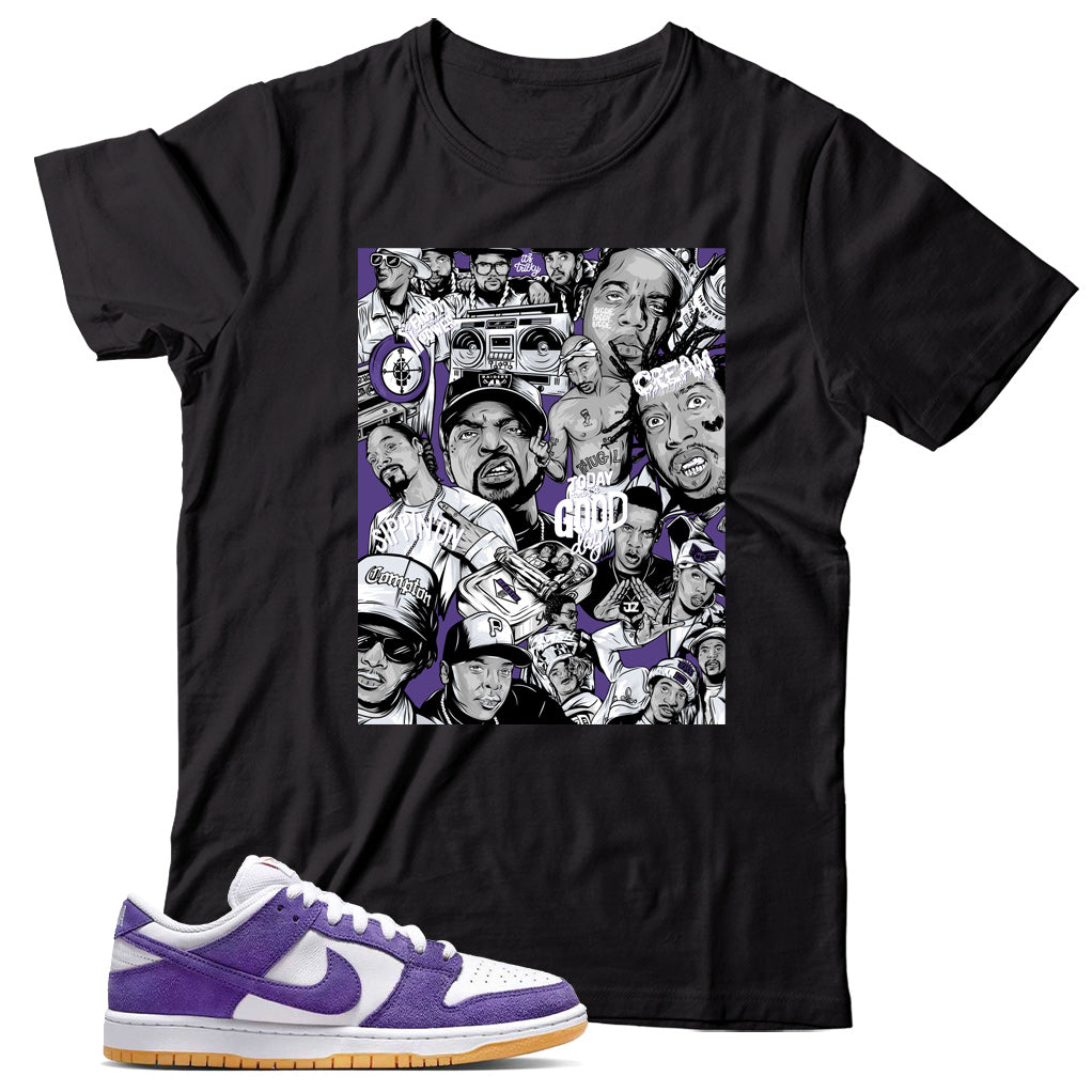 Dunk Low Court Purple gum shirt