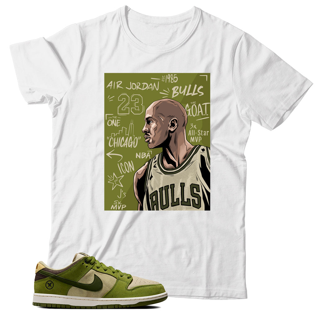 Dunk Low Yuto Horigome Asparagus shirt