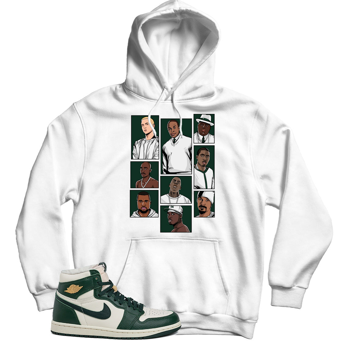 Rap Hoodie Match Jordan 1 Fir Pro Green