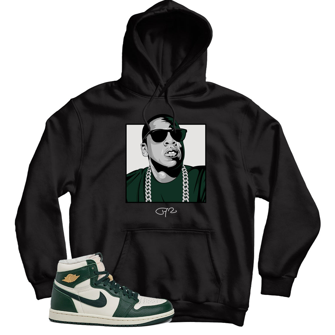 JZ Hoodie Match Jordan 1 Fir Pro Green