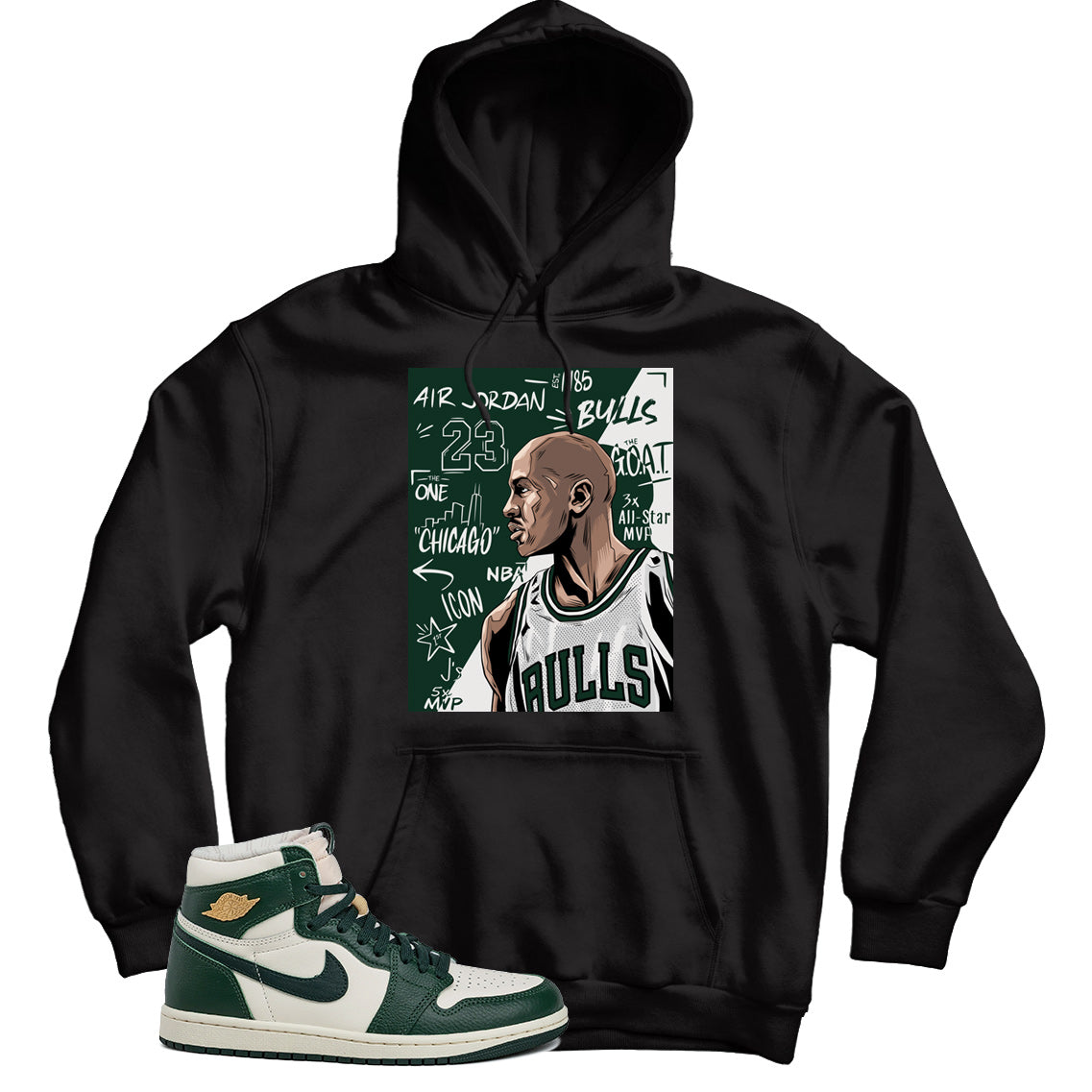 MJ(2) Hoodie Match Jordan 1 Fir Pro Green