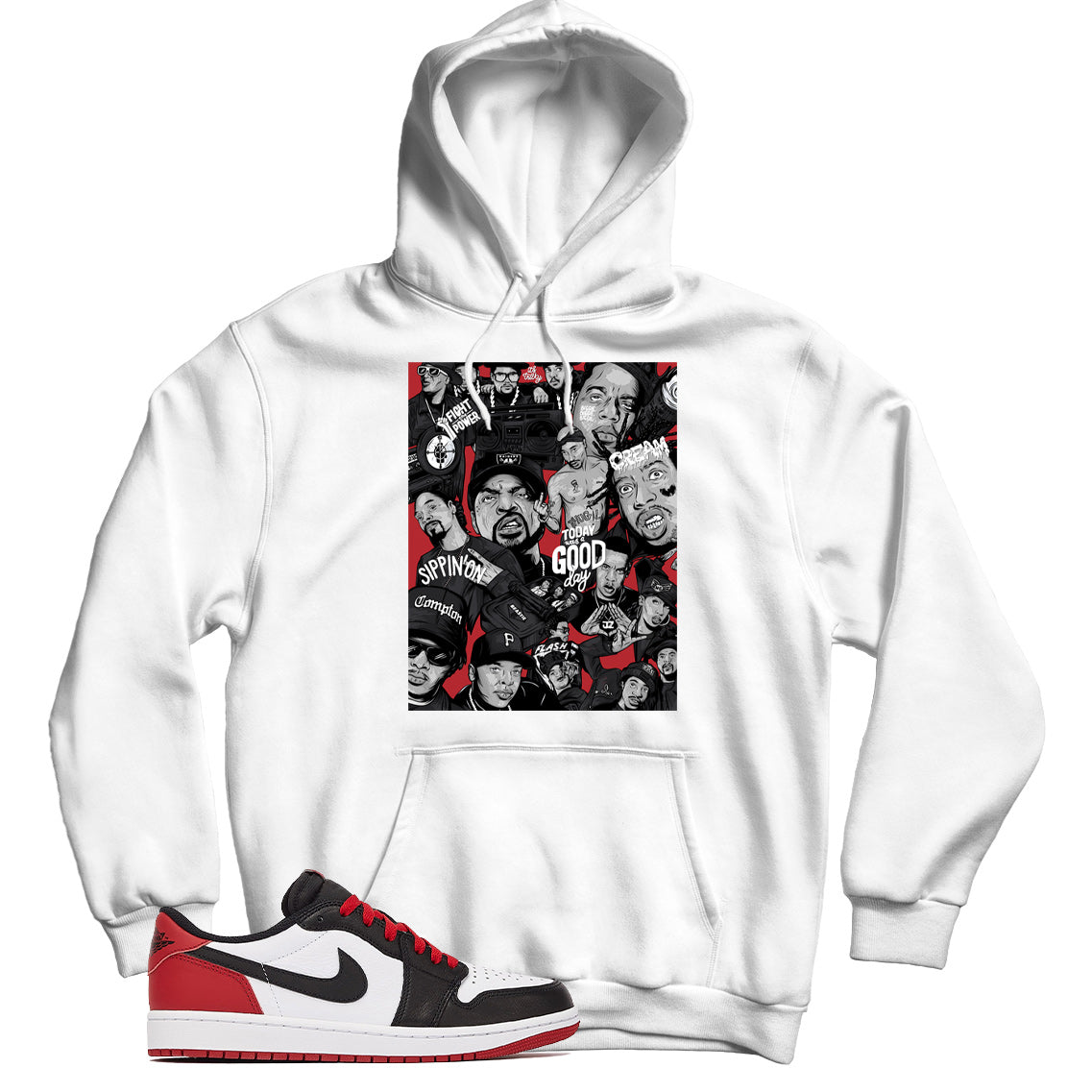 Rap(2) Hoodie Match Jordan 1 Low Black Toe – Shirt Match Kicks
