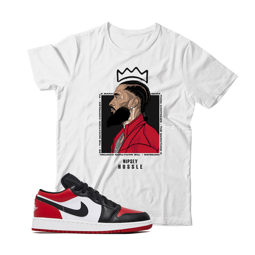 Jordan 1 Low Bred Toe Shirt