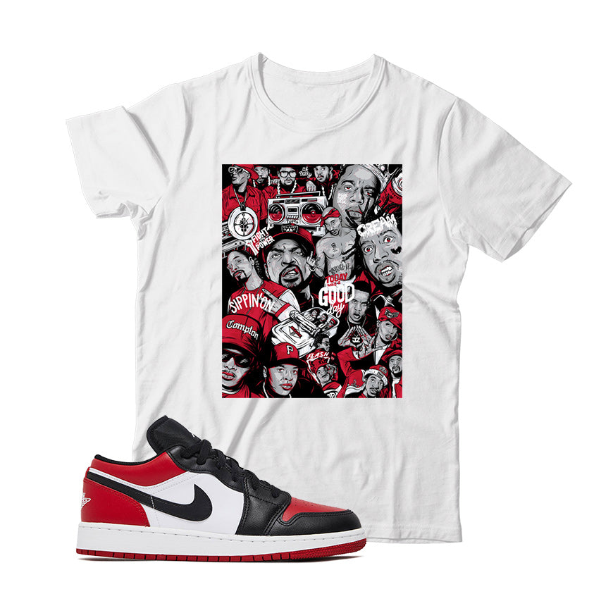 Jordan 1 Low Bred Toe Shirt