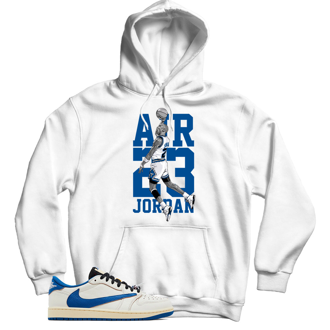 Jordan 1 Low Fragment Travis Scott Sail Military Blue hoodie