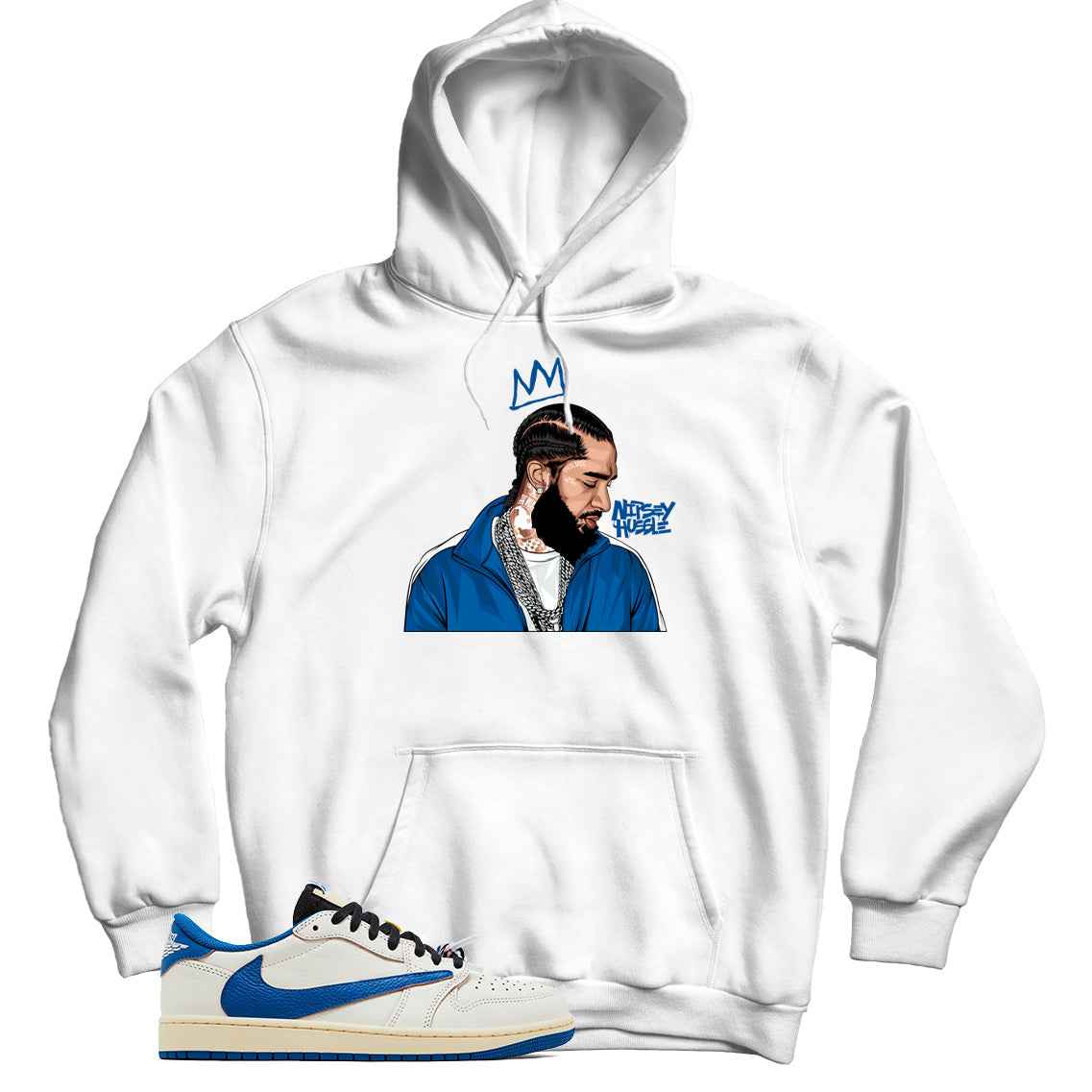 Jordan 1 Low Fragment Travis Scott Sail Military Blue hoodie