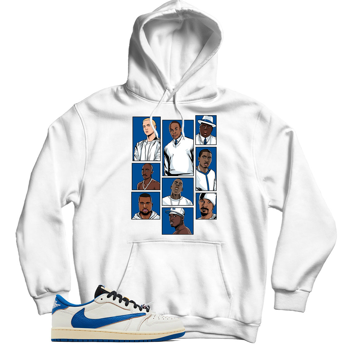 Jordan 1 Low Fragment Travis Scott Sail Military Blue hoodie