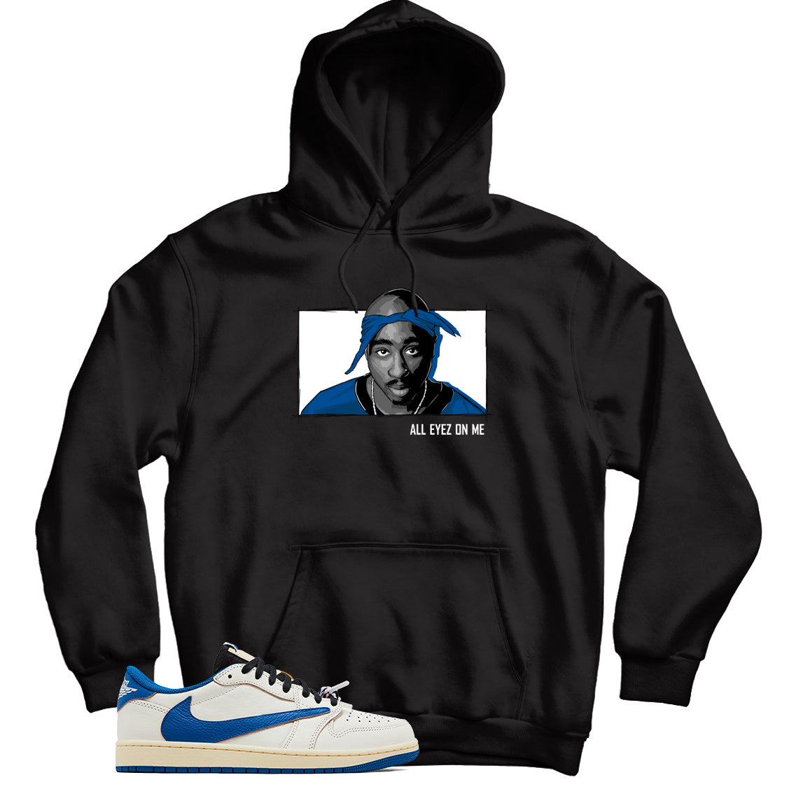 Jordan 1 Low Fragment Travis Scott Sail Military Blue hoodie