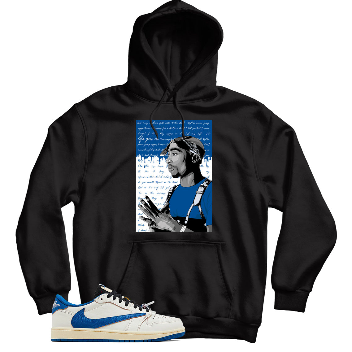 Jordan 1 Low Fragment Travis Scott Sail Military Blue hoodie