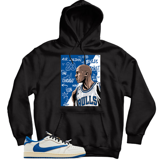 Jordan 1 Low Fragment Travis Scott Sail Military Blue hoodie