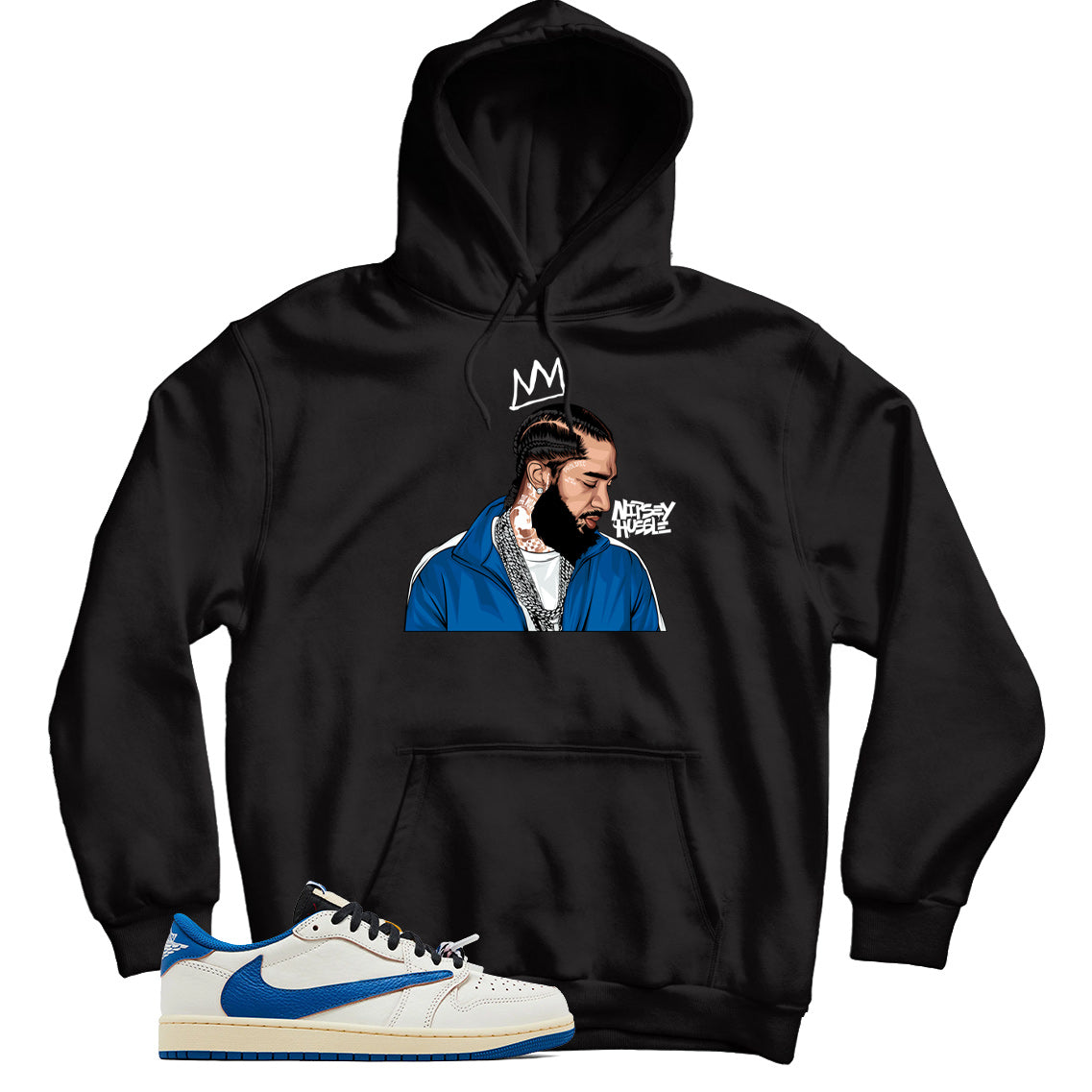 Jordan 1 Low Fragment Travis Scott Sail Military Blue hoodie