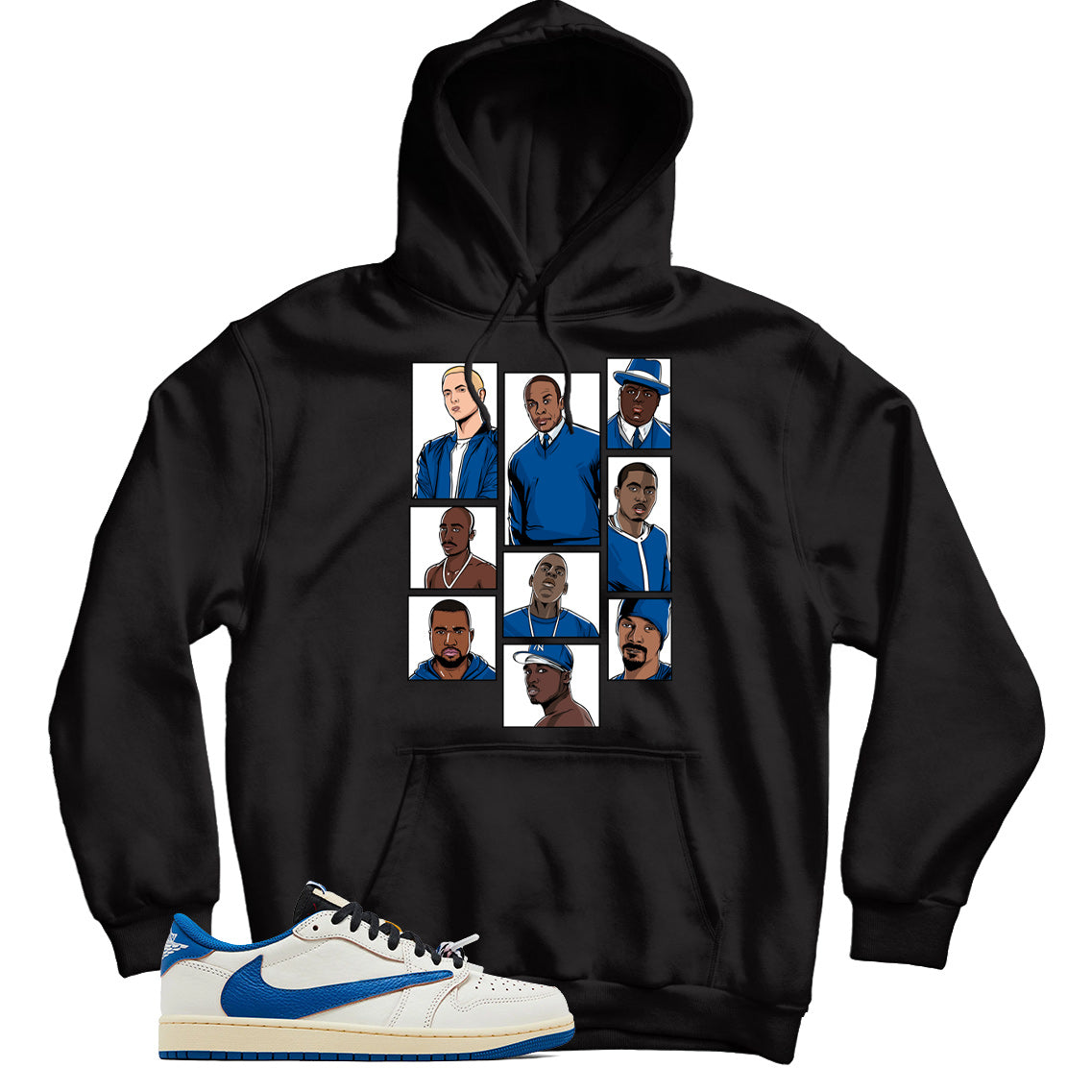 Jordan 1 Low Fragment Travis Scott Sail Military Blue hoodie