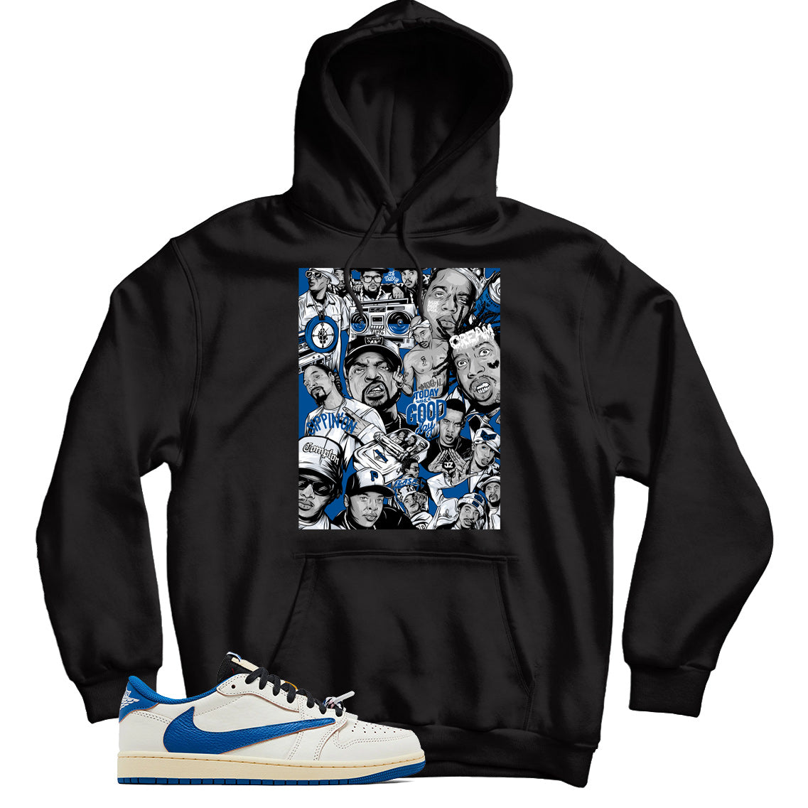 Jordan 1 Low Fragment Travis Scott Sail Military Blue hoodie