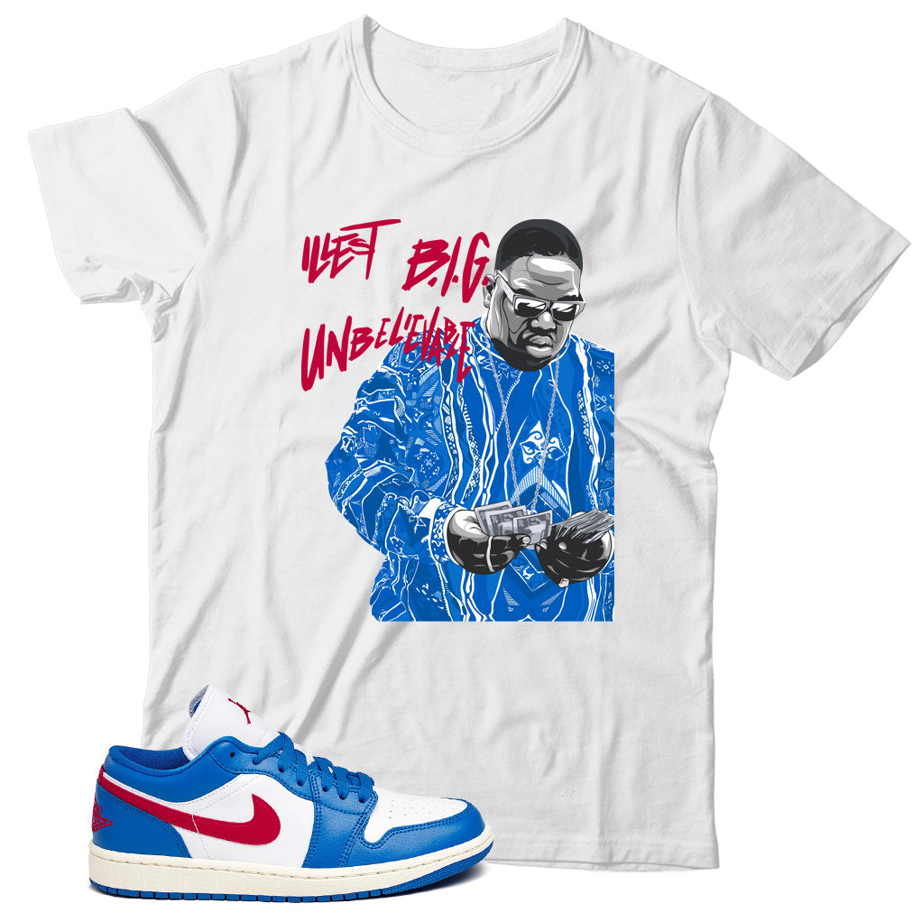 Jordan 1 Low Sport Blue Gym Red T-Shirt