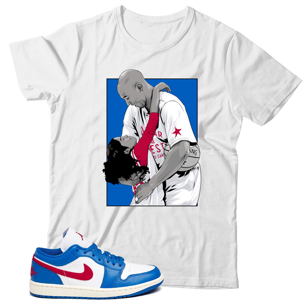 Jordan 1 Low Sport Blue Gym Red Shirt