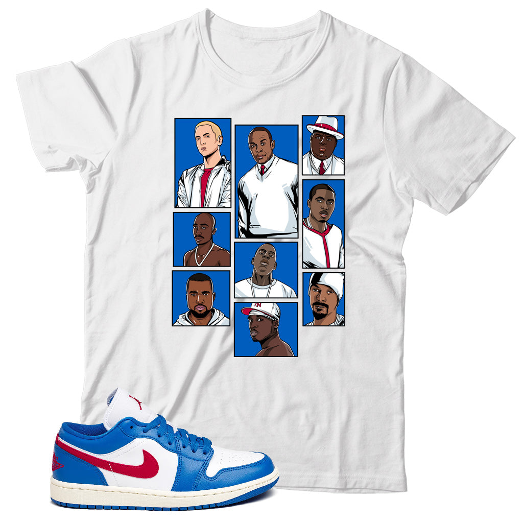 Jordan 1 Low Sport Blue Gym Red Shirt