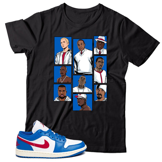 Rap - Jordan 1 Low Sport Blue Gym Red Match T-Shirt