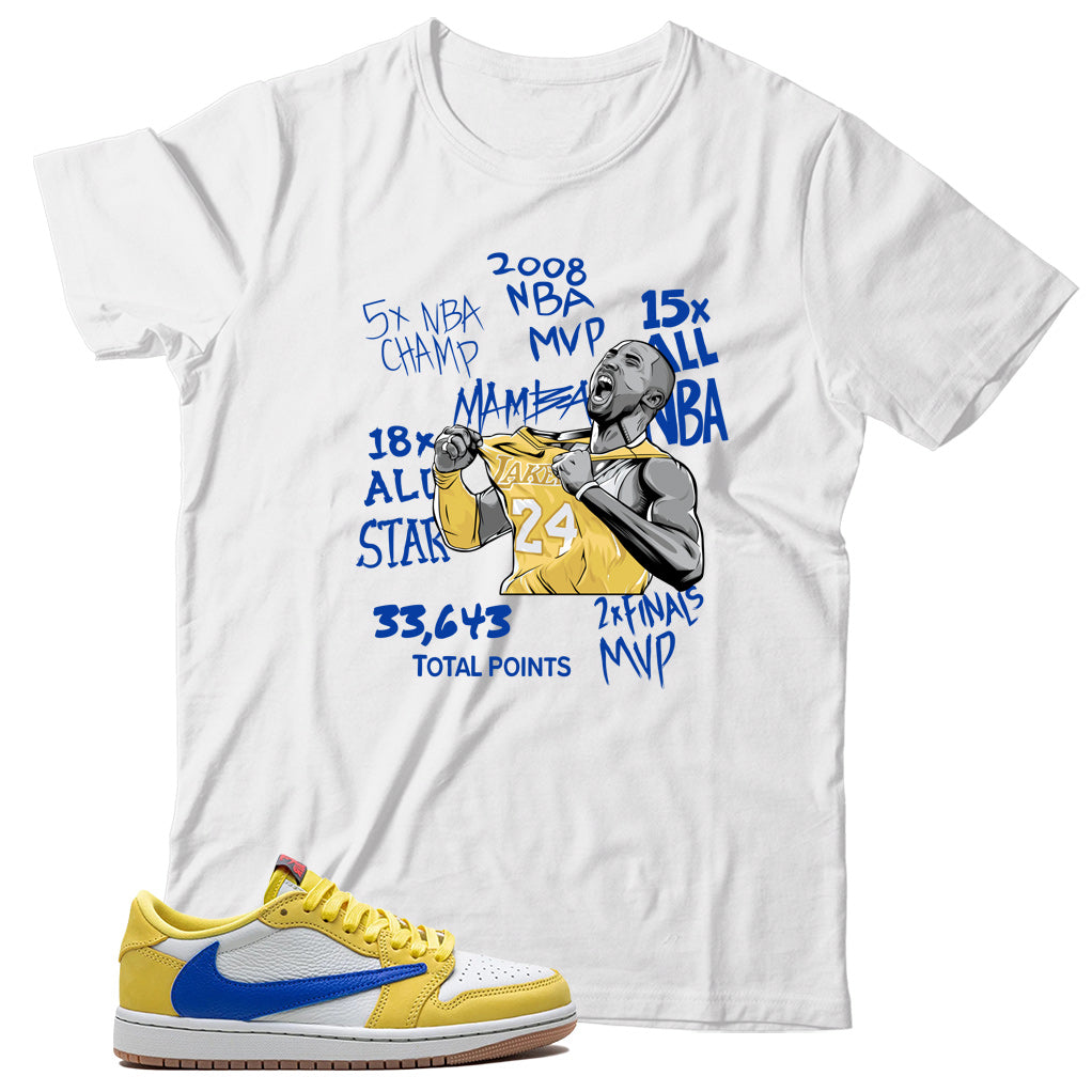 Jordan 1 Low Travis Scott Canary shirt