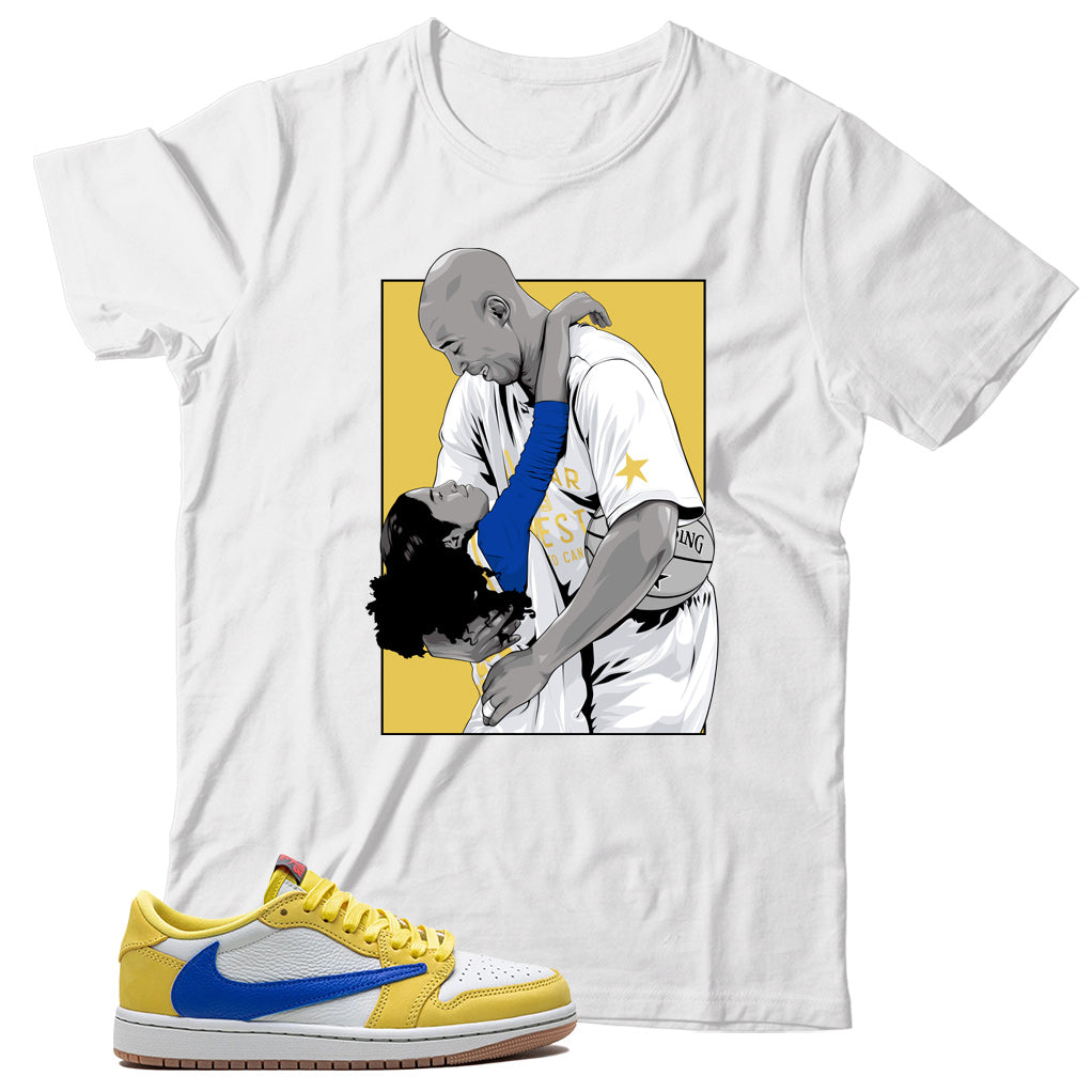 Jordan 1 Low Travis Scott Canary shirt