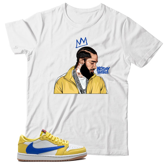 Jordan 1 Low Travis Scott Canary shirt