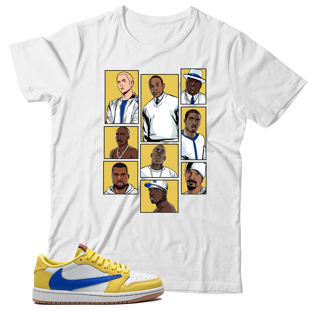 Jordan 1 Low Travis Scott Canary shirt