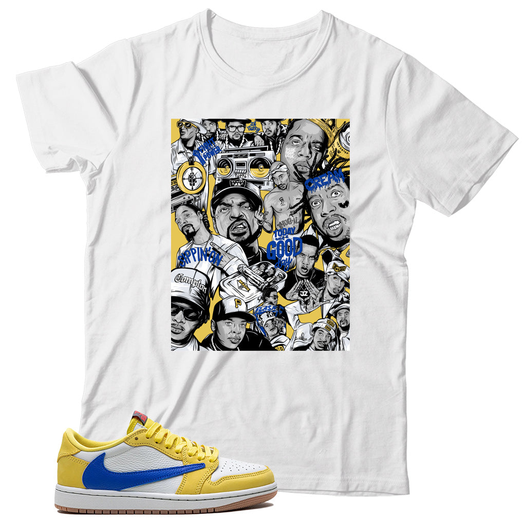 Jordan 1 Low Travis Scott Canary shirt