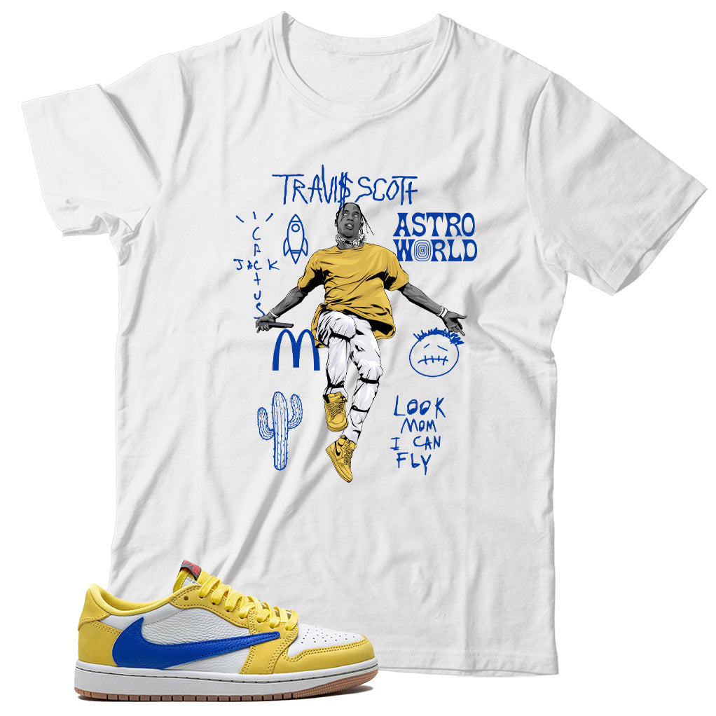 Jordan 1 Low Travis Scott Canary shirt