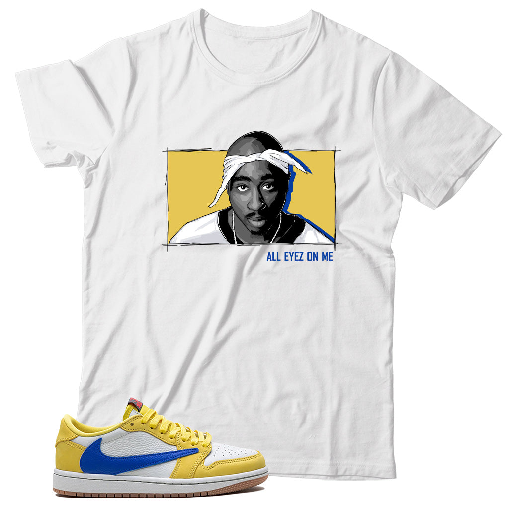 Jordan 1 Low Travis Scott Canary shirt