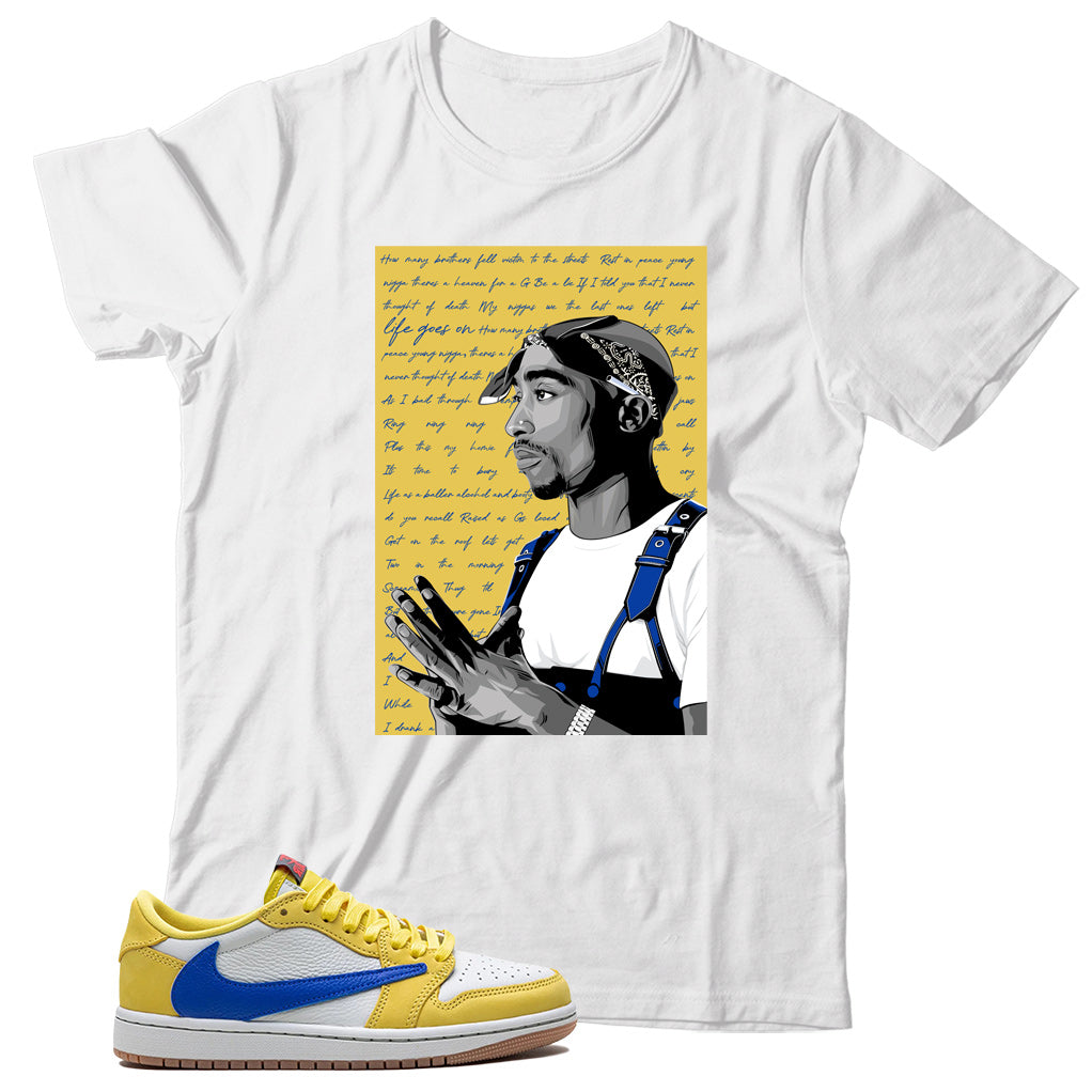 Jordan 1 Low Travis Scott Canary shirt