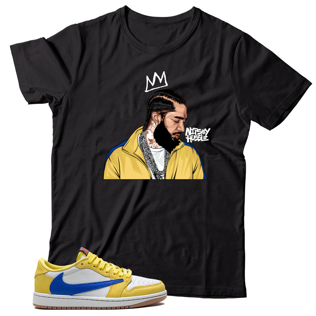 Jordan 1 Low Travis Scott Canary shirt