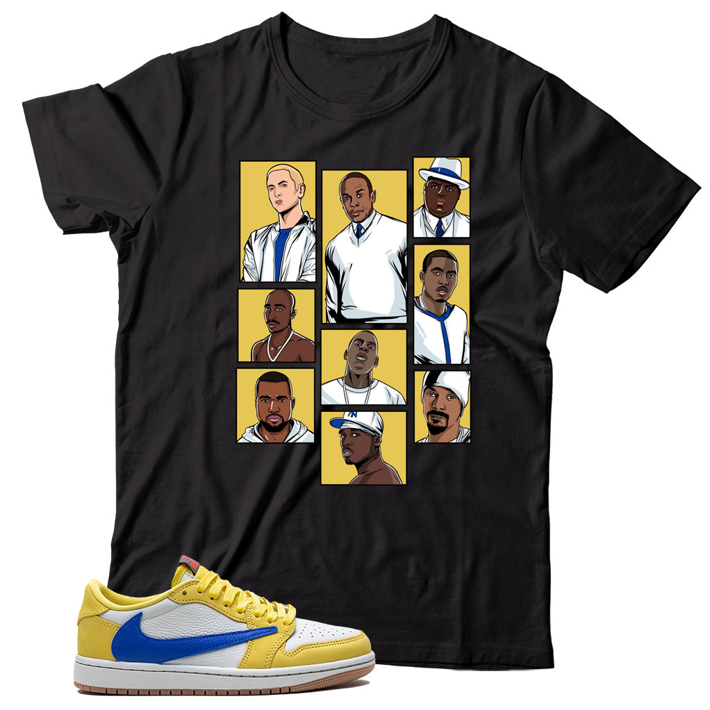 Jordan 1 Low Travis Scott Canary shirt