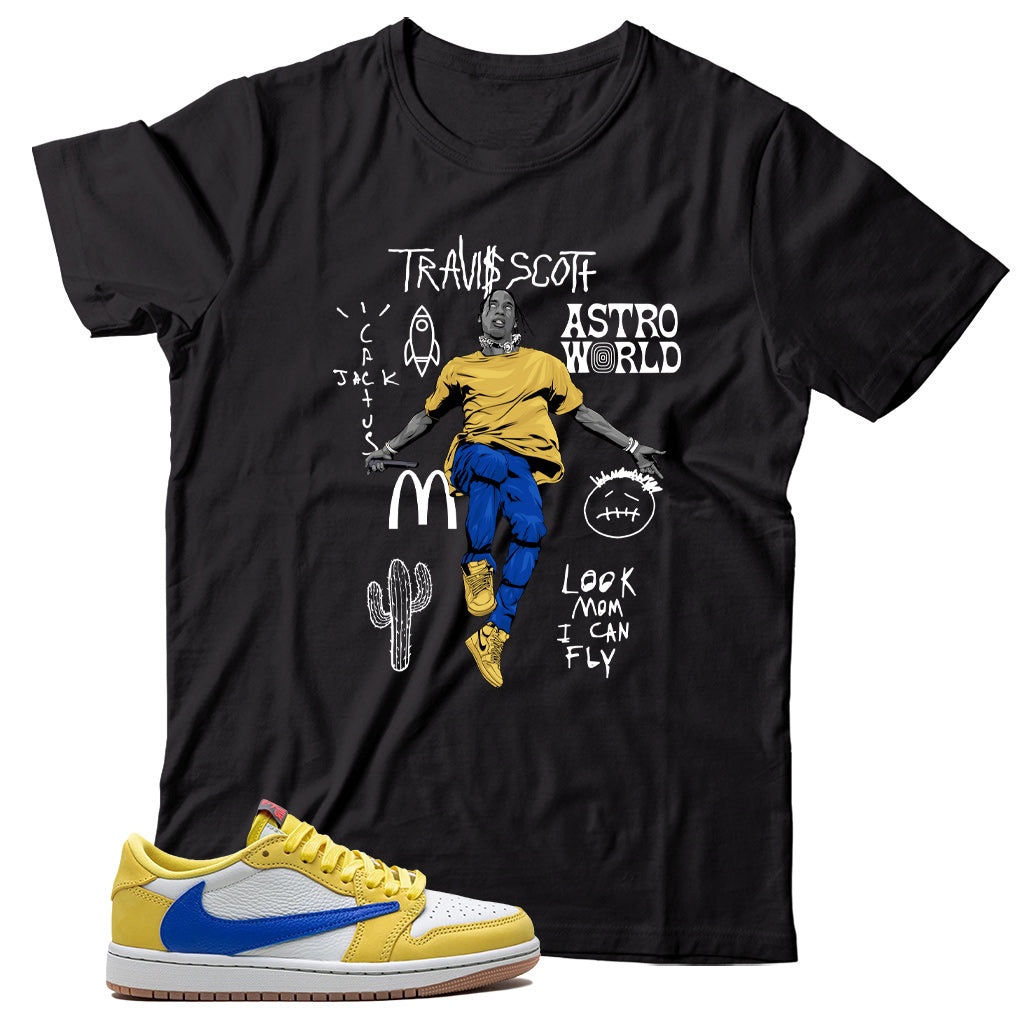 Jordan 1 Low Travis Scott Canary shirt