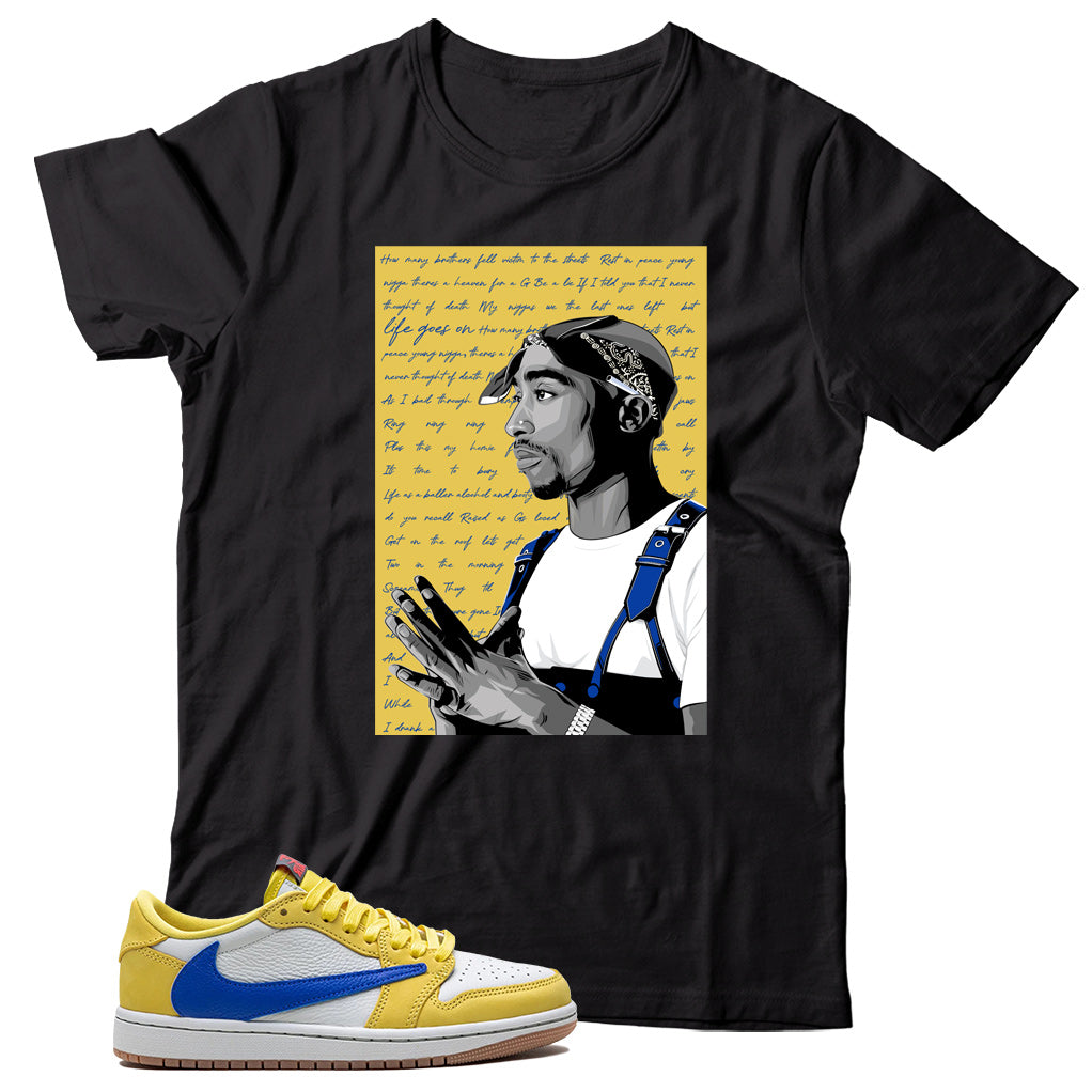 Jordan 1 Low Travis Scott Canary shirt