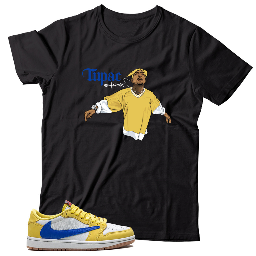 Jordan 1 Low Travis Scott Canary shirt