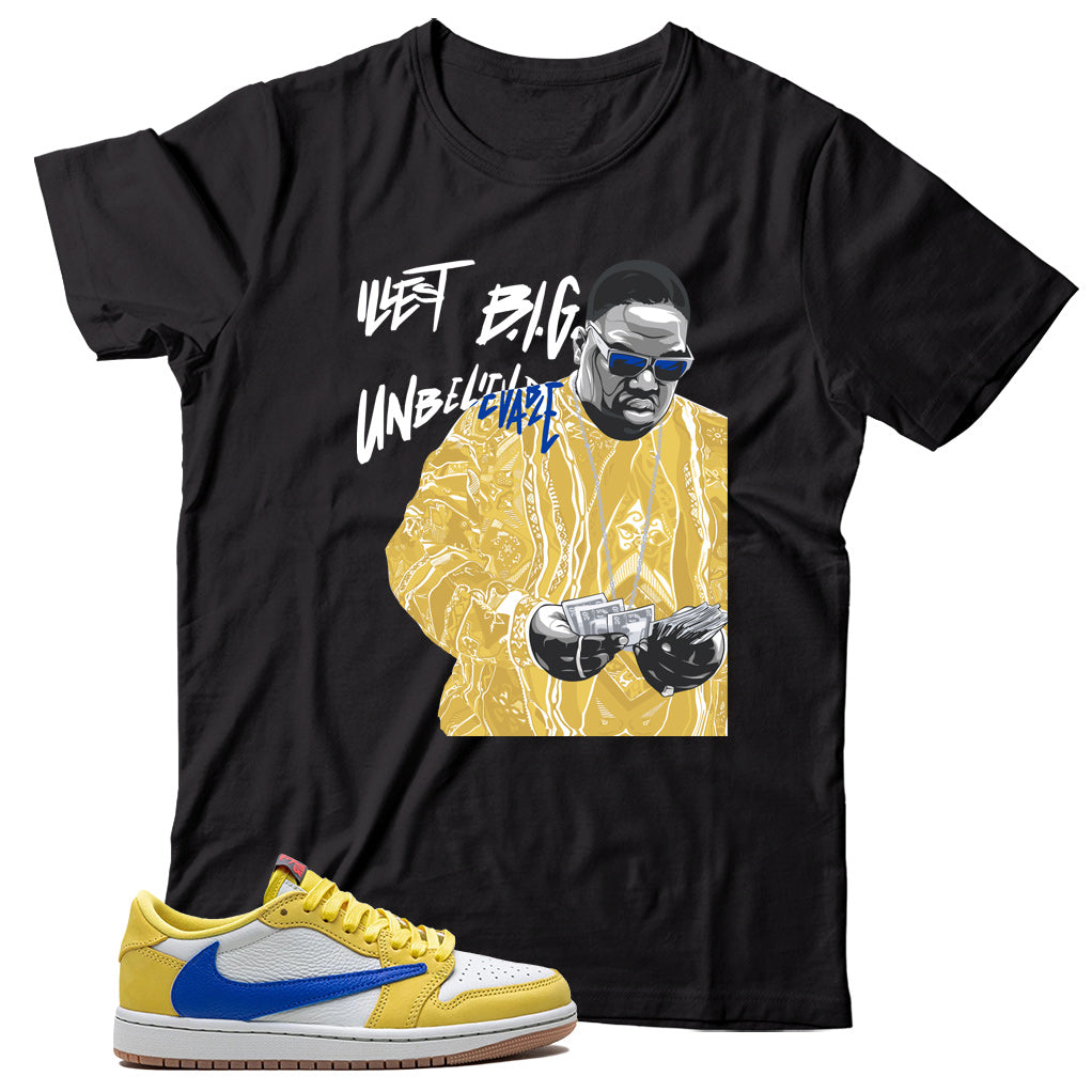 Jordan 1 Low Travis Scott Canary shirt