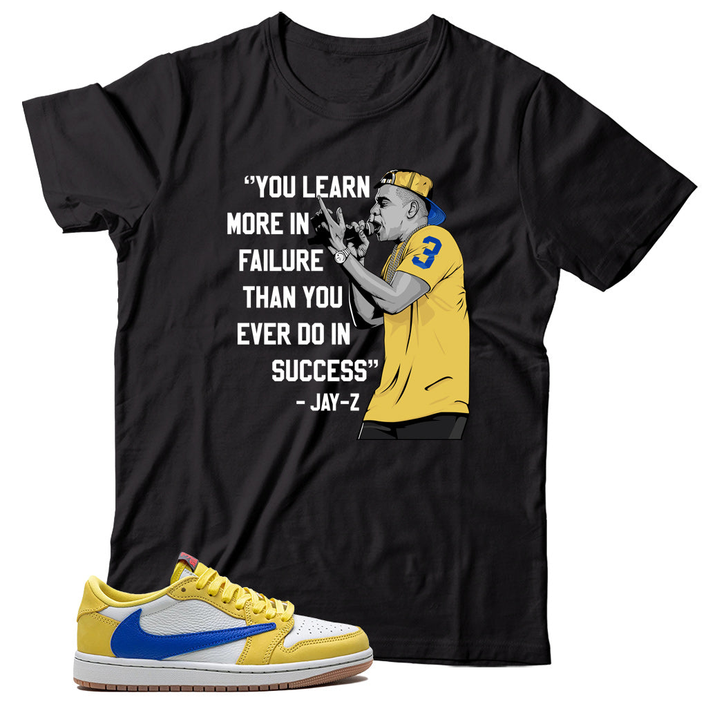 Jordan 1 Low Travis Scott Canary shirt