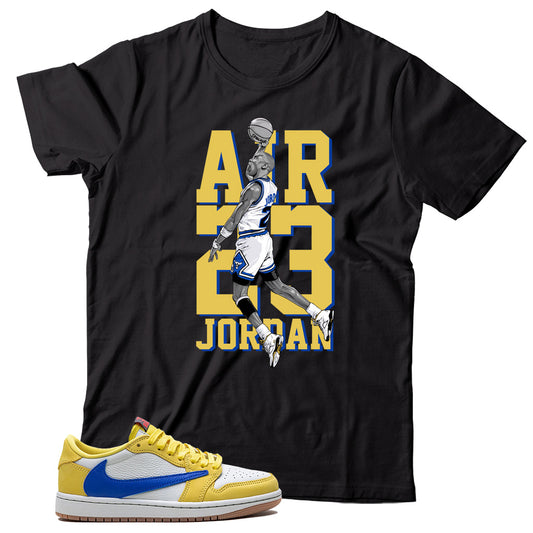 Jordan 1 Low Travis Scott Canary shirt